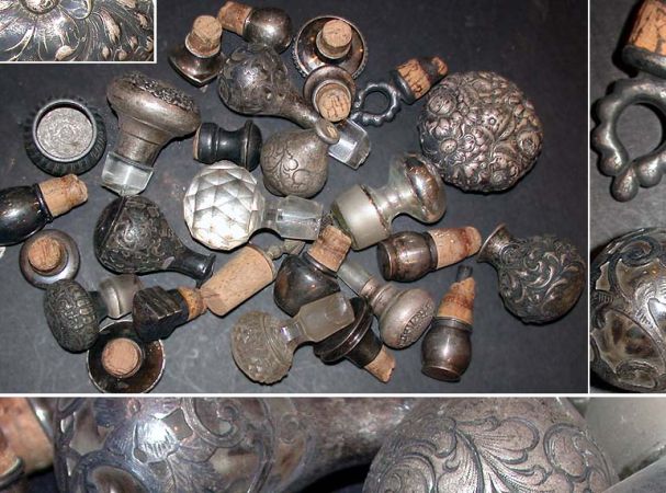 Lot image - Miscellaneous Group of American Sterling Silver and Glass Stoppers