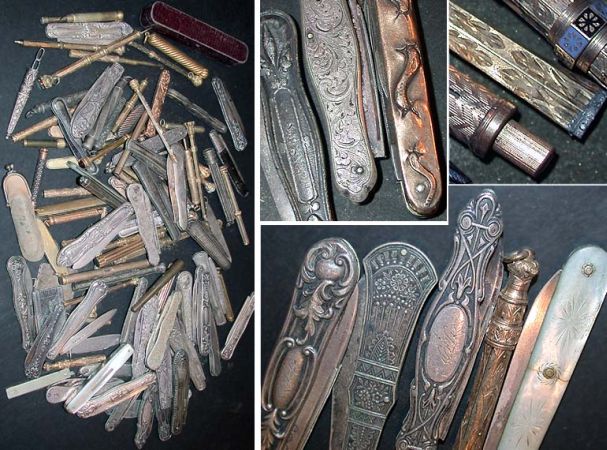 Lot image - Miscellaneous Group of Silver and Gilt Silver Pens, Pencils and Penknives