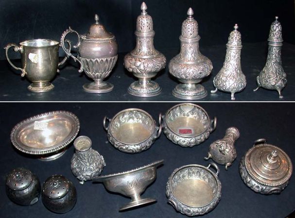 Lot image - Miscellaneous Group of American Sterling Silver Cups, Salt Shakers, Etc.