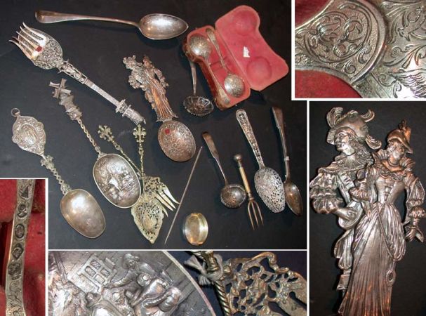 Lot image - Miscellaneous Group of Continental Silver Serving Pieces and Ornamental Pieces