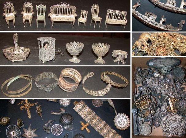 Lot image - Miscellaneous Group of Silver Filigree Items