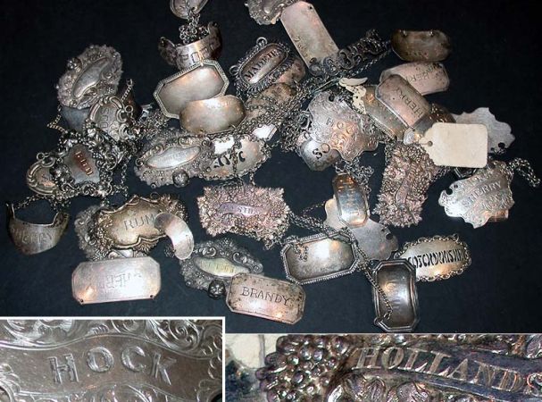 Lot image - Miscellaneous Group of Sterling Silver Bottle Labels