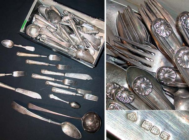 Lot image - Miscellaneous Group of English Silver Flatware Articles