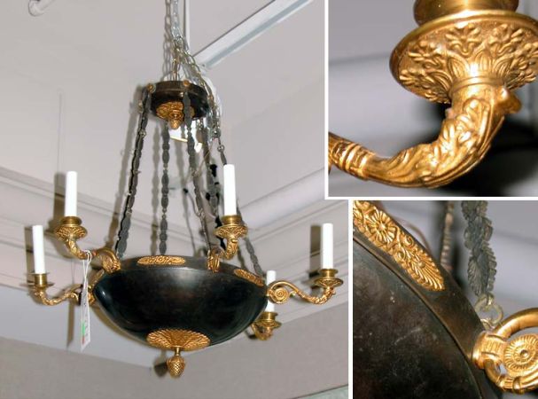 Lot image - Empire Style Gilt and Patinated-Metal Six-Light Chandelier