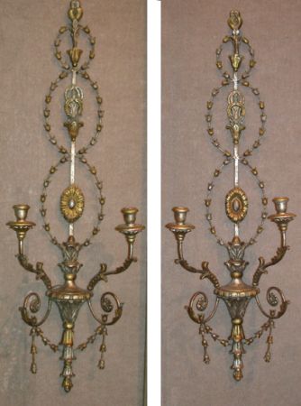 Lot image - Pair of George III Style Gilt-Wood Two-Light Sconces