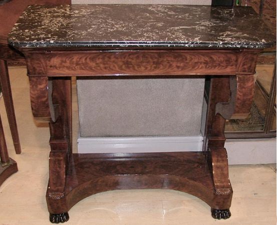 Lot image - Late Empire Mahogany Marble Top Console
