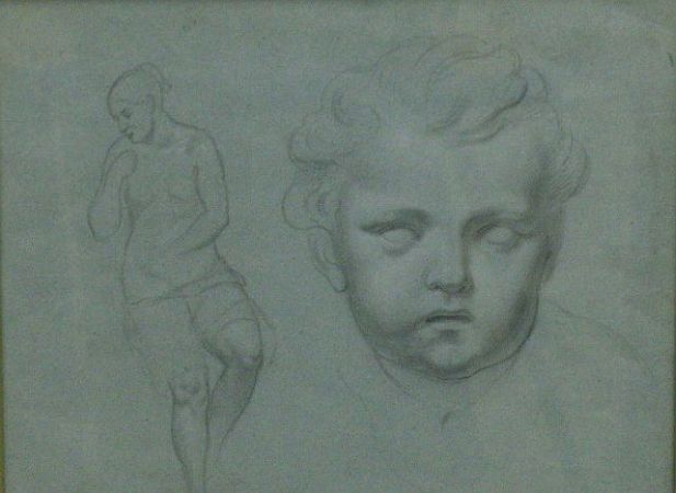 Lot image - French School 19th Century STUDY OF A CHILDS HEAD AND A SEATED WOMAN