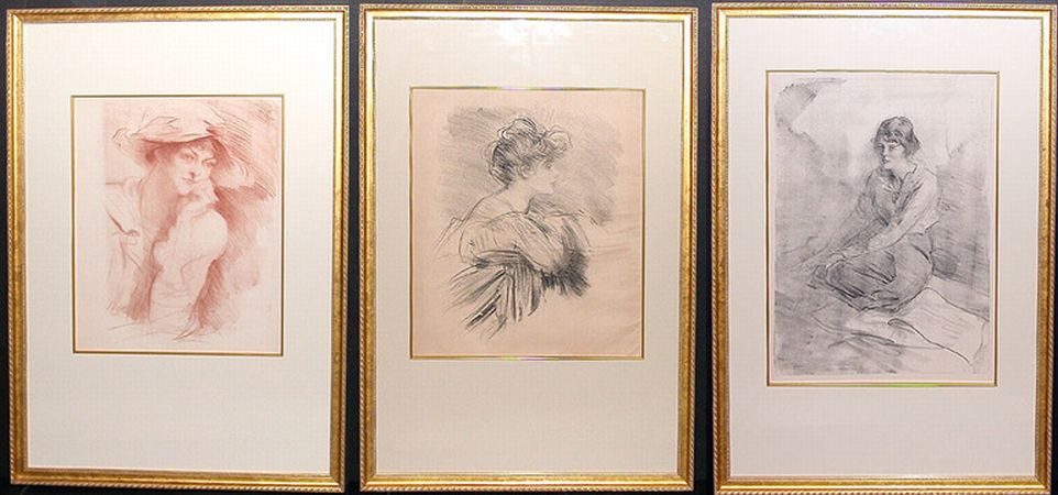 Lot image - Albert de Belleroche [PORTRAITS OF WOMEN] Three lithographs, one printed in sepia