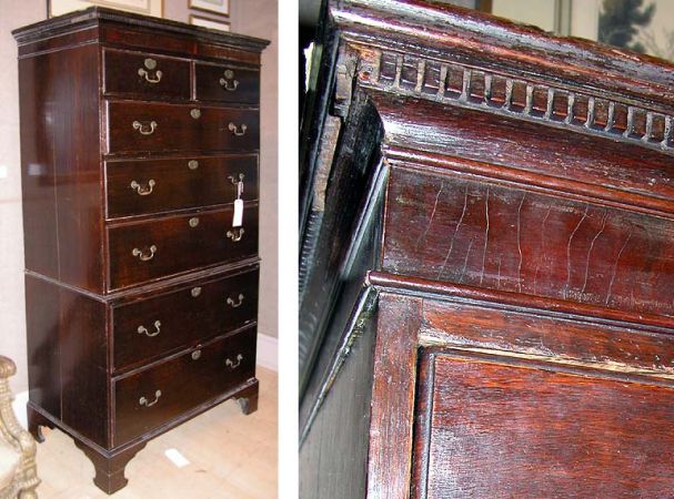 Lot image - George III Oak Chest on Chest