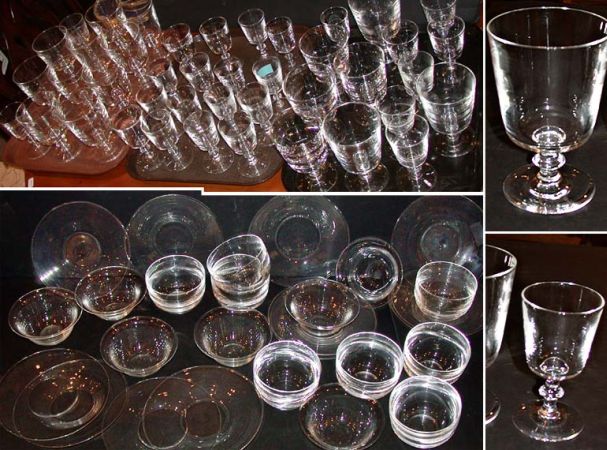 Lot image - Steuben Glass Stemware Service; Together with Dessert Bowls and Underplates