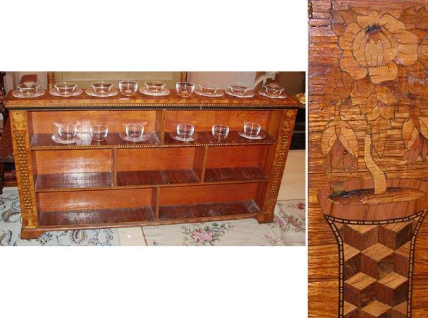 Lot image - Continental Inlaid and Parquetry Rosewood Veneered Low Bookcase