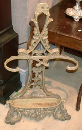 Lot image - Victorian Yellow Painted Wrought Iron Umbrella Stand