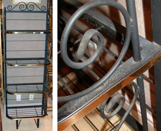 Lot image - Brass and Wrought Iron Bakers Rack