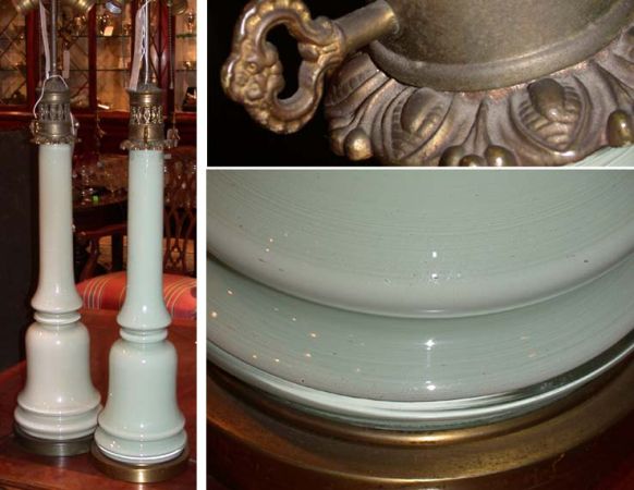 Lot image - Pair of Gilt-Metal and Glass Lamps