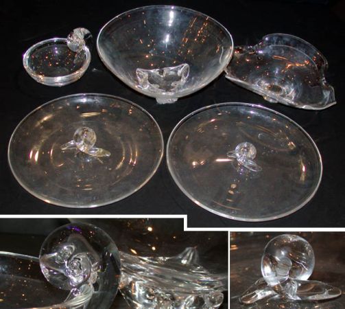 Lot image - Group of Five Steuben Glass Bowls