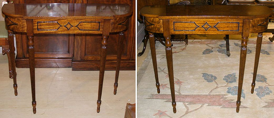 Lot image - Pair of Georgian Style Mahogany Demilune Side Tables