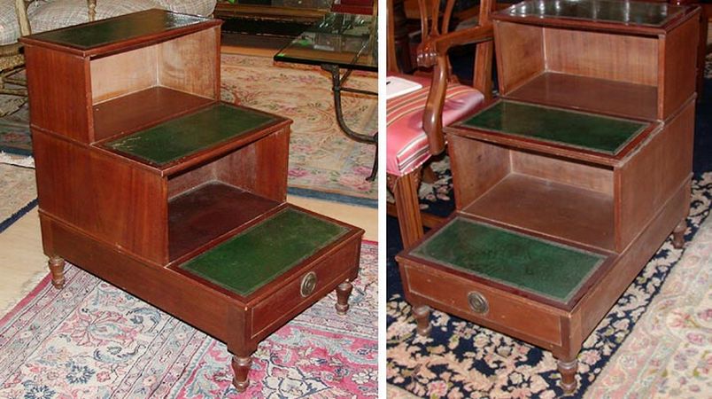 Lot image - Pair of Georgian Style Leather Inset Mahogany Bedsteps