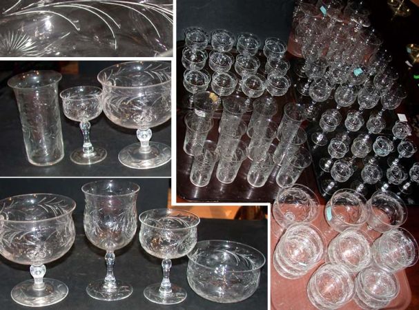 Lot image - Cut Glass Stemware and Dessert Service