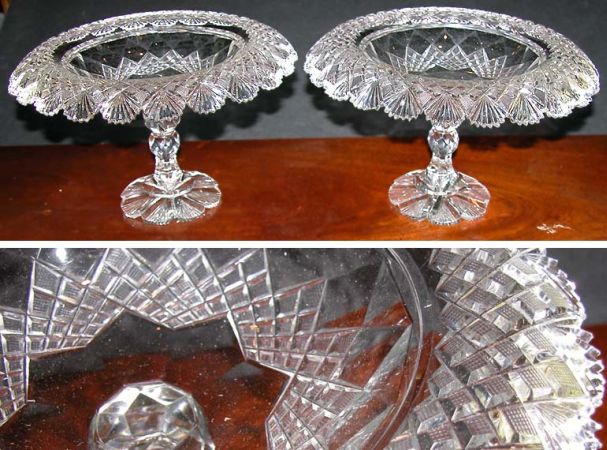 Lot image - Pair of Cut Glass Compotes