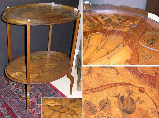 Lot image - George III Style Marquetry Inlaid Mahogany Oval Two-Tier Side Table