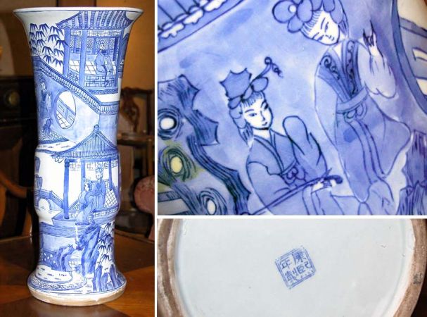 Lot image - Chinese Blue and White Porcelain Yen-Yen Vase