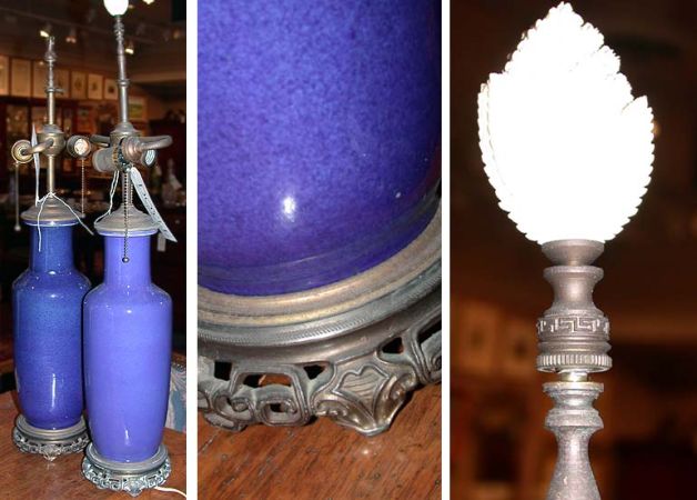 Lot image - Pair of Chinese Powder Blue Glazed Porcelain Lamps