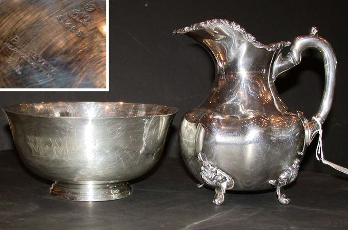 Lot image - American Sterling Silver Revere Type Bowl Together with a Mexican Sterling Silver Water Pitcher