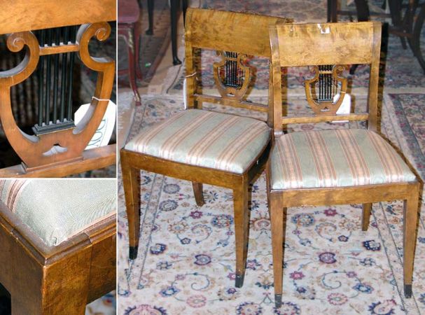 Lot image - Set of Six Biedermeier Style Fruitwood Dining Chairs