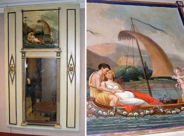 Lot image - Neoclassical Style Gilt and Painted Trumeau