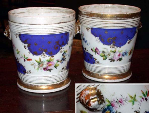 Lot image - Pair of Paris Porcelain Floral Decorated Jardinieres
