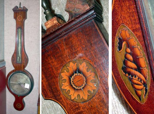 Lot image - George III Style Marquetry Inlaid Mahogany Barometer