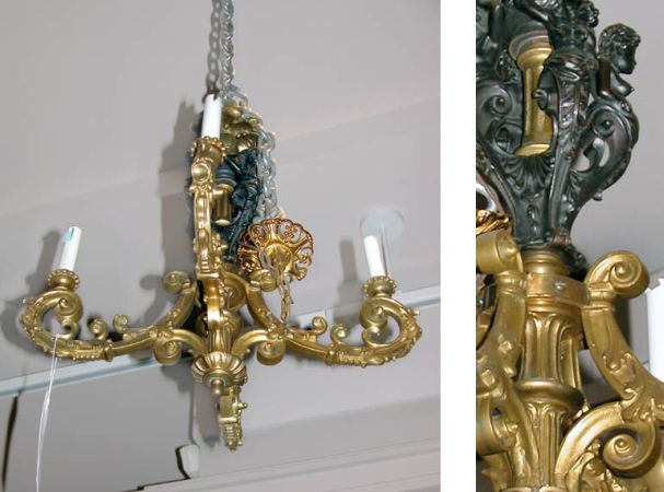 Lot image - Louis XV Style Gilt and Patinated-Metal Four-Light Chandelier