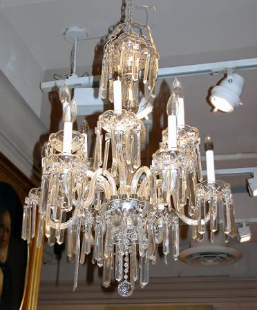 Lot image - George III Style Cut Glass Twelve-Light Chandelier