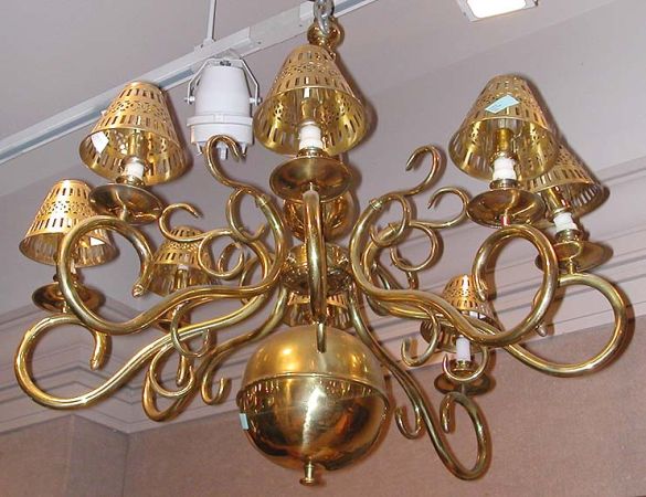 Lot image - Dutch Baroque Style Brass Eight-Light Chandelier
