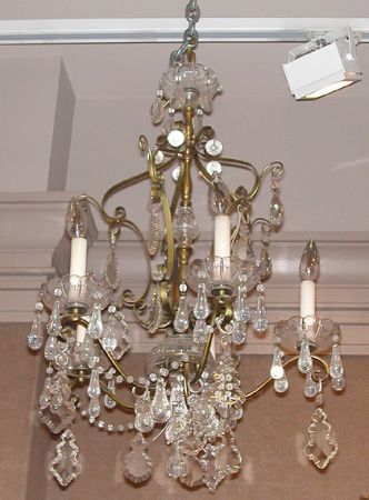 Lot image - Louis XV Style Gilt-Metal and Cut Glass Five-Light Chandelier