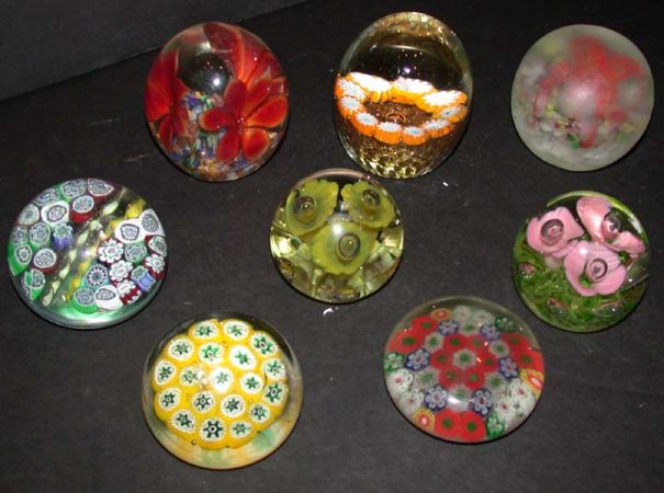 Lot image - Miscellaneous Group of Eight Glass Paperweights