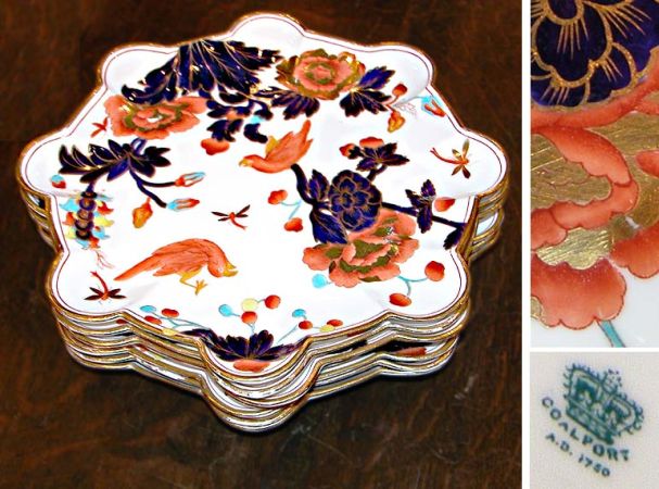 Lot image - Set of Seven Coalport Porcelain Shaped Luncheon Plates