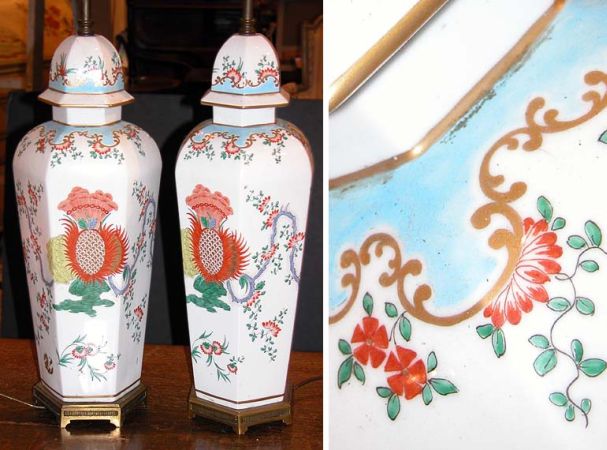 Lot image - Pair of German Figural Porcelain Lamps