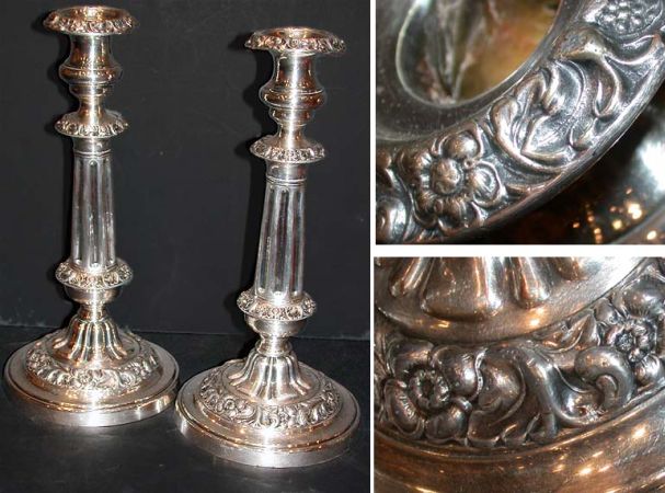 Lot image - Pair of Silver Plated Candlesticks