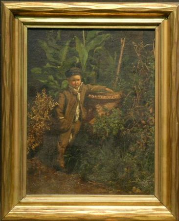 Lot image - Continental School 19th Century BOY STANDING NEXT TO PLANTER