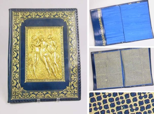 Lot image - Gilt-Bronze Decorated Tooled Leather Portfolio Cover