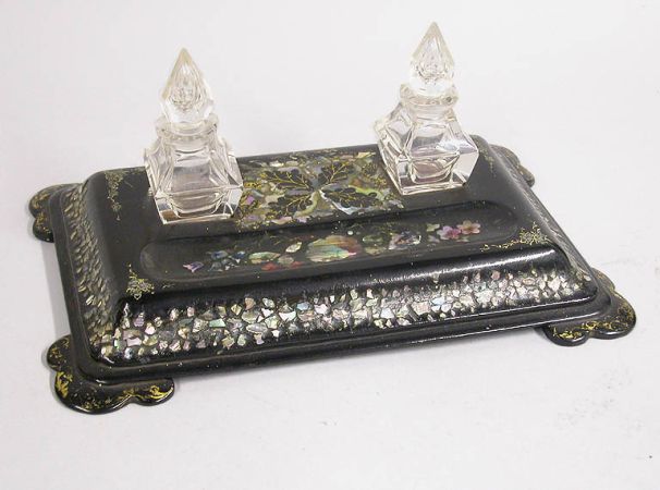 Lot image - Victorian Papier Mache Inkstand