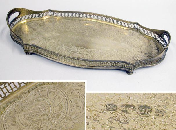 Lot image - Georgian Style Silver Plated Gallery Tray