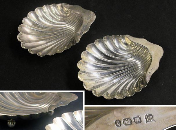 Lot image - Pair of Modern English Sterling Silver Shell-Form Dishes