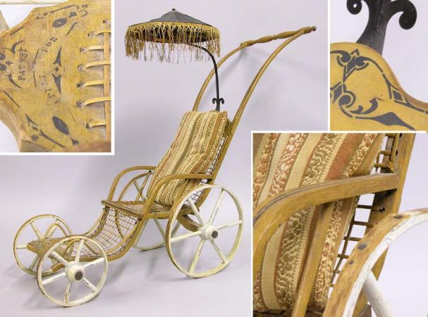 Lot image - Victorian Wicker Doll Carriage