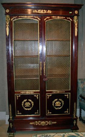 Lot image - Empire Style Gilt-Bronze Mounted Mahogany Bookcase