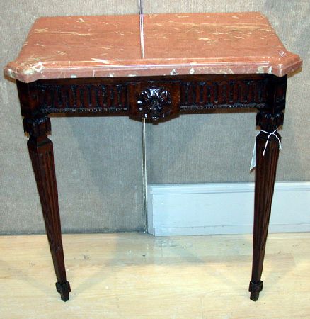 Lot image - Italian Neoclassical Style Walnut Marble Top Console
