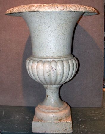 Lot image - Pair of Painted Iron Campana-Form Garden Urns