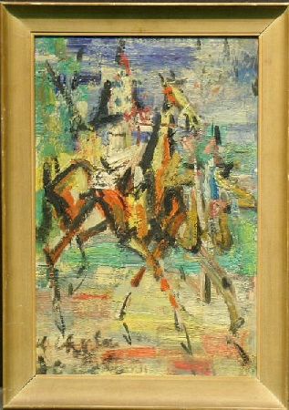 Lot image - Gen Paul French, 1895-1975 HORSE AND RIDER WITH ATTENDANT