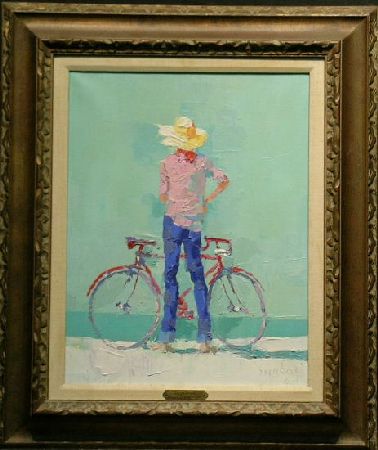 Lot image - Nicola Simbari Italian, b.1927 BOY AND BICYCLE